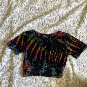 Tye dye v neck cross cross top